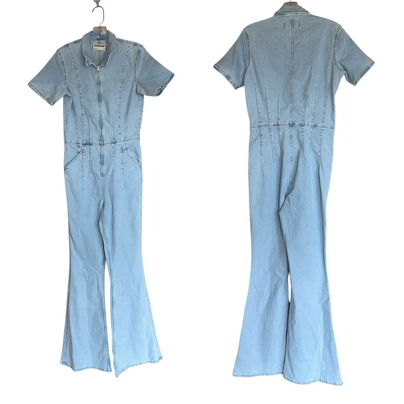 NWOT Free People We The Free Jayde Flare Jumpsuit Light Blue - Picture 12 of 14